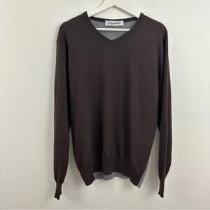 Henry Grethel Men’s V-Neck Wool Blend Pullover Classic Knit Size L